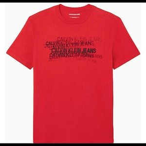 Calvin Klein Men’s Red Logo Graphic Tee, Size Large